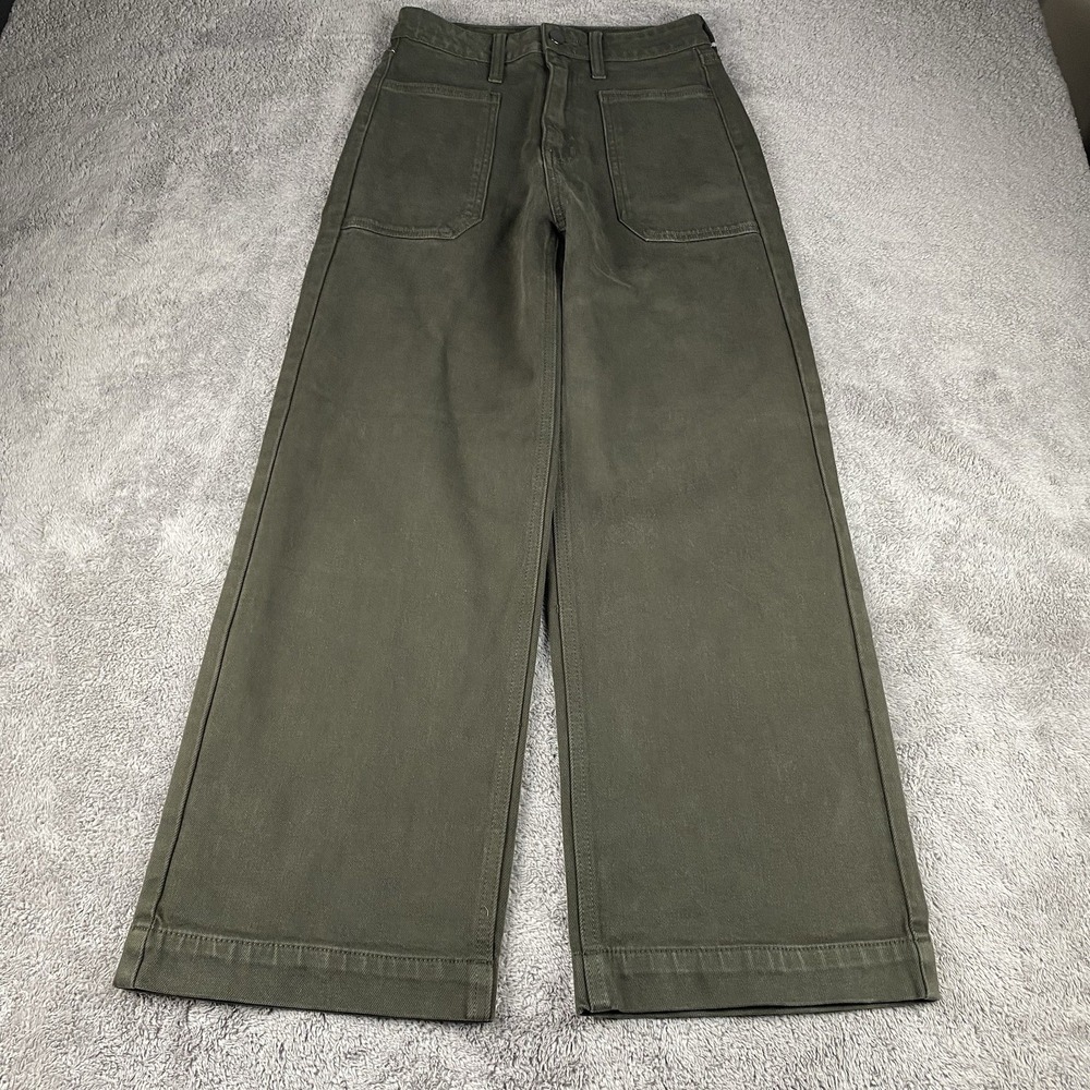Altar'd State Wide Leg Front Pocket Pants Jeans Womens 26 Olive High Waste‎